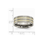 Chisel Titanium Grooved Yellow Ip-plated 8mm Brushed and Polished Wedding Band