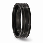 Chisel Titanium Grooved Black Ip-plated 6mm Brushed And Polished Wedding Band