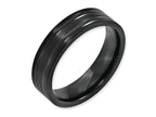 Chisel Titanium Grooved Black Ip-plated 6mm Brushed And Polished Wedding Band