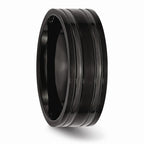Chisel Titanium Grooved Black Ip-plated 8mm Brushed And Polished Wedding Band