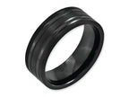 Chisel Titanium Grooved Black Ip-plated 8mm Brushed And Polished Wedding Band