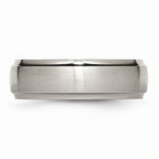 Chisel Titanium Ridged Edge 7mm Brushed And Polished Wedding Band