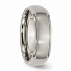 Chisel Titanium Ridged Edge 7mm Brushed And Polished Wedding Band