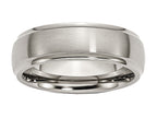 Chisel Titanium Ridged Edge 7mm Brushed And Polished Wedding Band