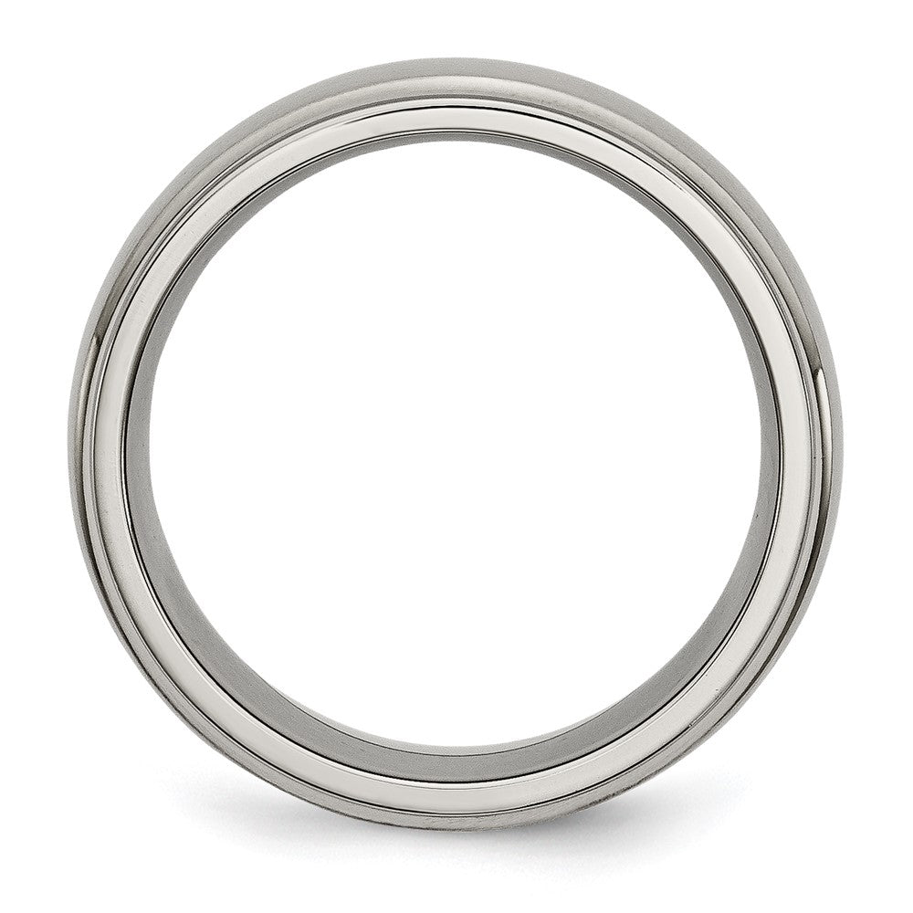 Chisel Titanium Ridged Edge 8mm Brushed And Polished Wedding Band