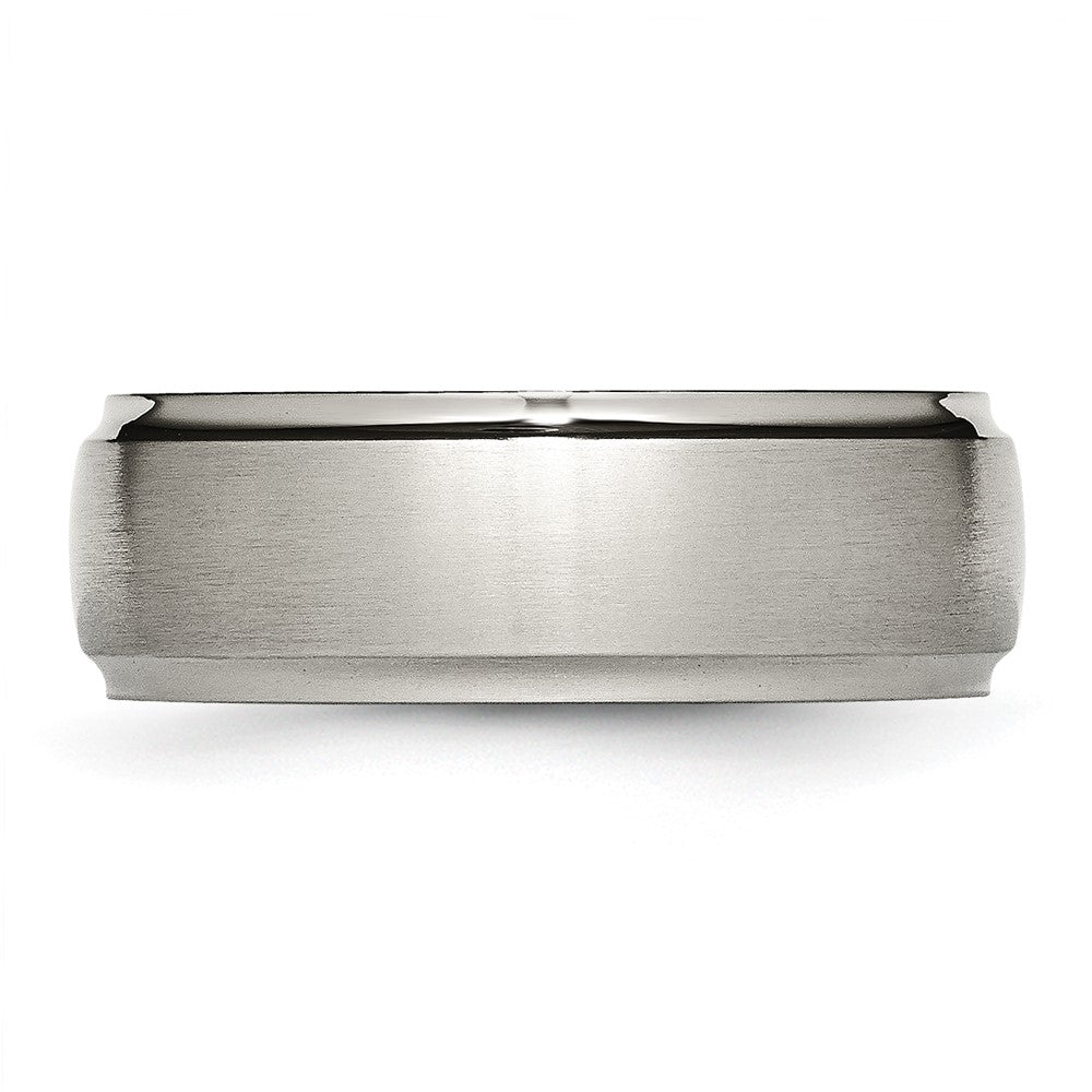 Chisel Titanium Ridged Edge 8mm Brushed And Polished Wedding Band