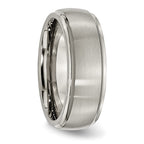 Chisel Titanium Ridged Edge 8mm Brushed And Polished Wedding Band