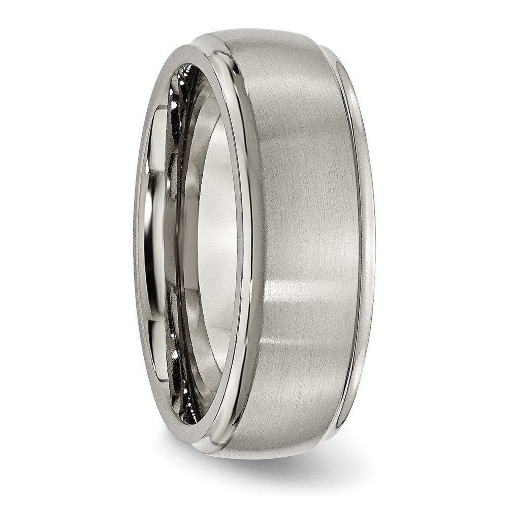 Chisel Titanium Ridged Edge 8mm Brushed And Polished Wedding Band