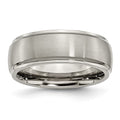 Chisel Titanium Ridged Edge 8mm Brushed And Polished Wedding Band