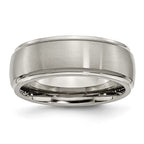 Chisel Titanium Ridged Edge 8mm Brushed And Polished Wedding Band