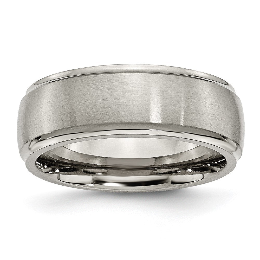 Chisel Titanium Ridged Edge 8mm Brushed And Polished Wedding Band