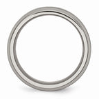 Chisel Titanium Base W/polished Black Ceramic Center Beveled 7.5mm Wedding Band