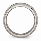 Chisel Titanium Base W/polished Black Ceramic Center Beveled 8mm Wedding Band