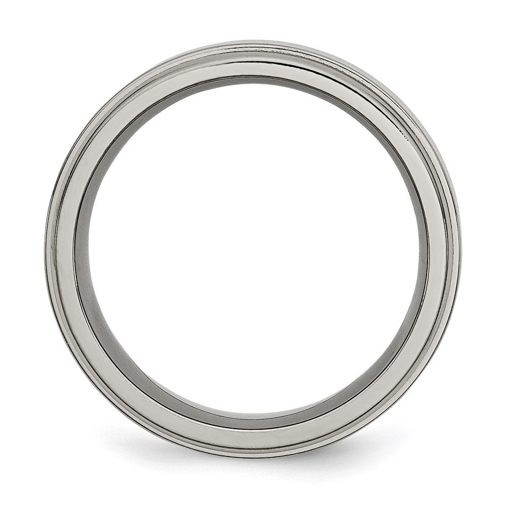 Chisel Titanium Grooved Edge 8mm Polished Wedding Band