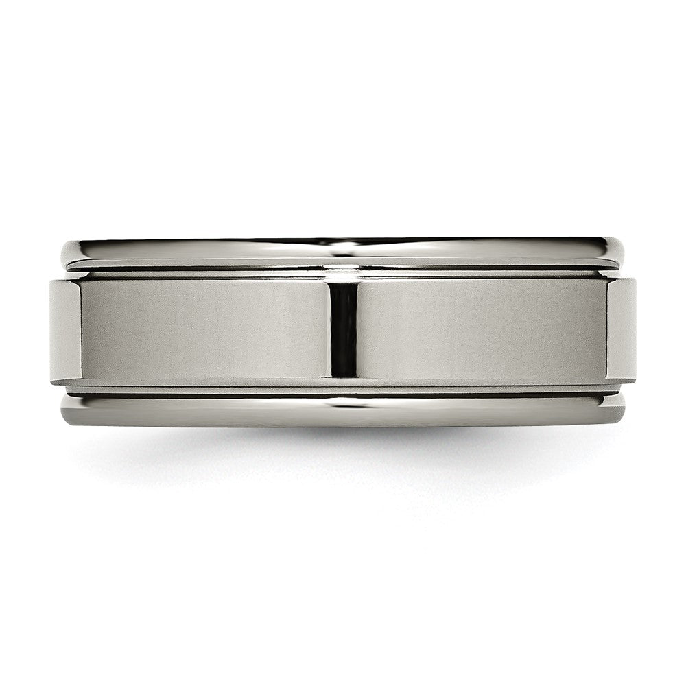 Chisel Titanium Grooved Edge 8mm Polished Wedding Band