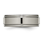 Chisel Titanium Grooved Edge 8mm Polished Wedding Band