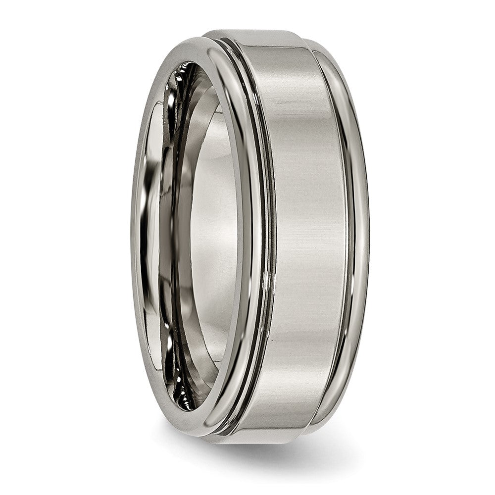 Chisel Titanium Grooved Edge 8mm Polished Wedding Band