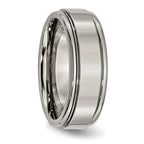 Chisel Titanium Grooved Edge 8mm Polished Wedding Band