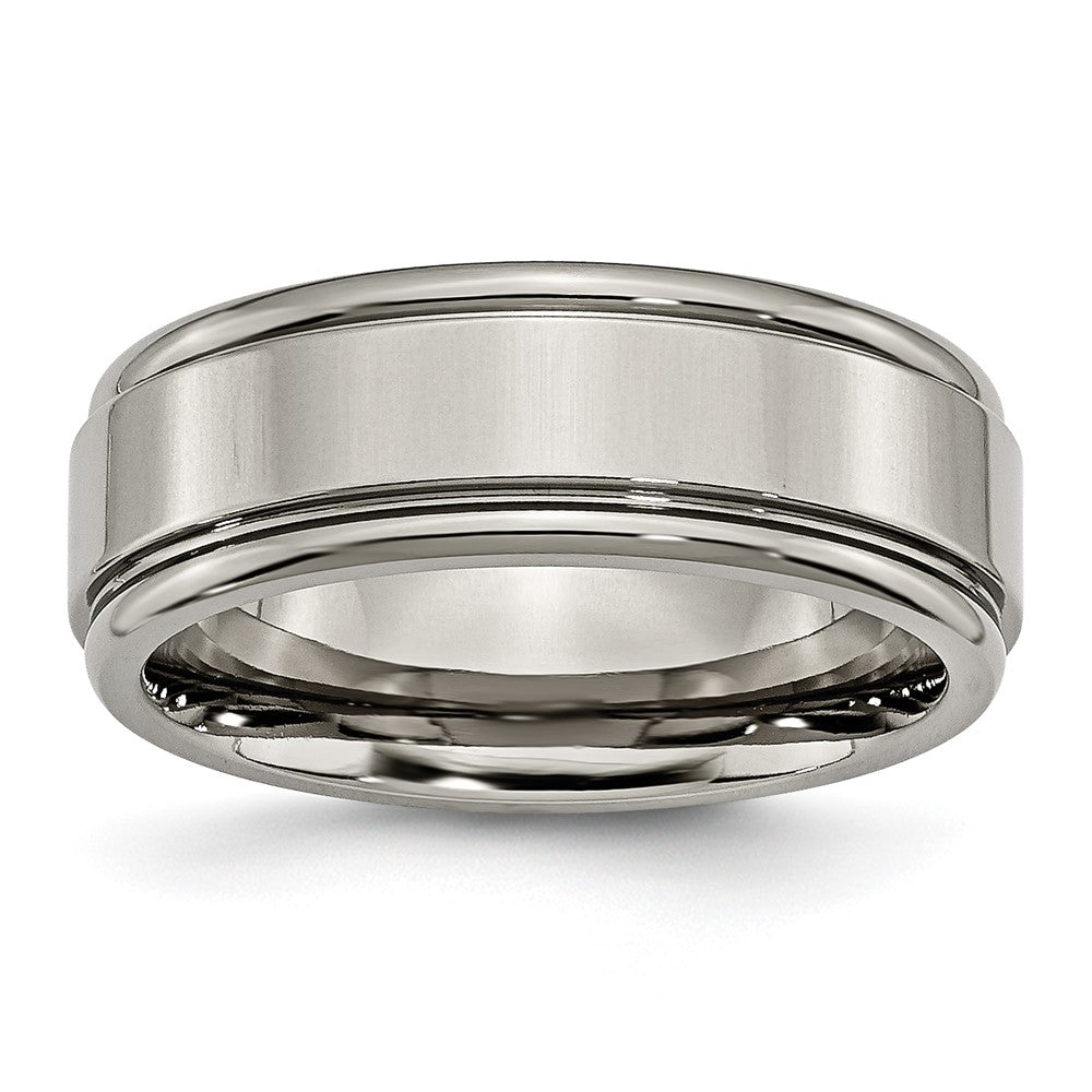 Chisel Titanium Grooved Edge 8mm Polished Wedding Band