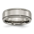 Chisel Titanium Grooved Edge 8mm Polished Wedding Band