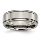 Chisel Titanium Grooved Edge 8mm Polished Wedding Band