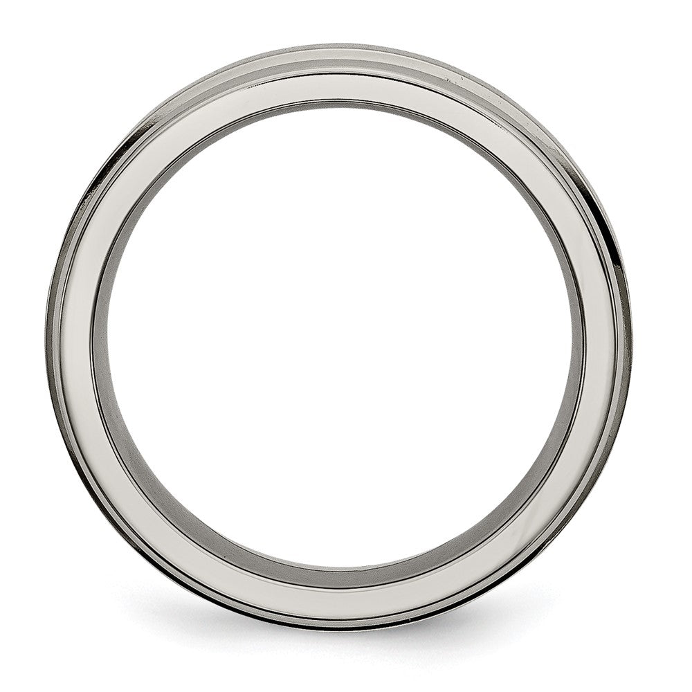 Chisel Titanium Grooved Edge 6mm Satin And Polished Wedding Band