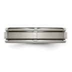 Chisel Titanium Grooved Edge 6mm Satin And Polished Wedding Band