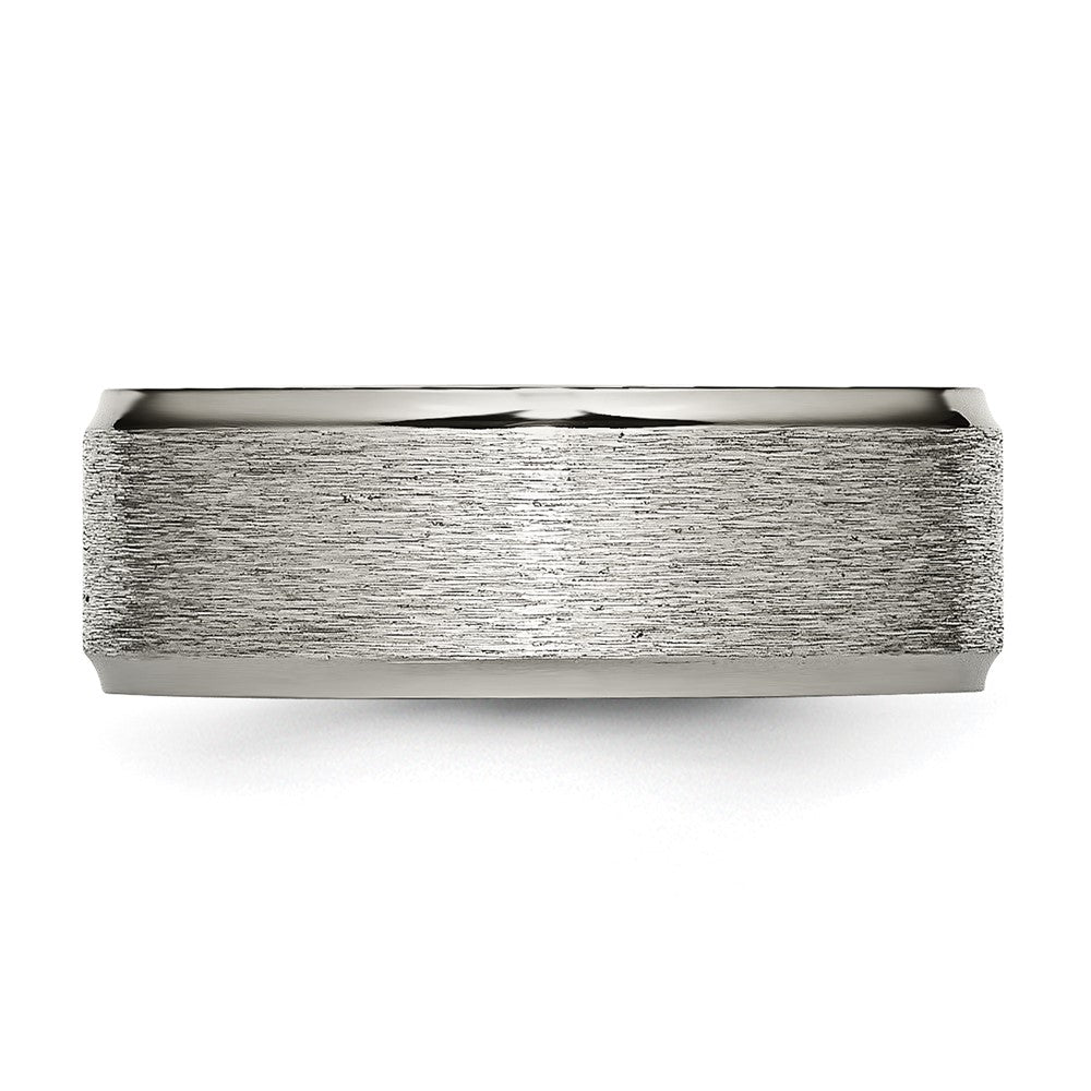 Chisel Titanium Ridged Edge 8mm Brushed And Polished Wedding Band