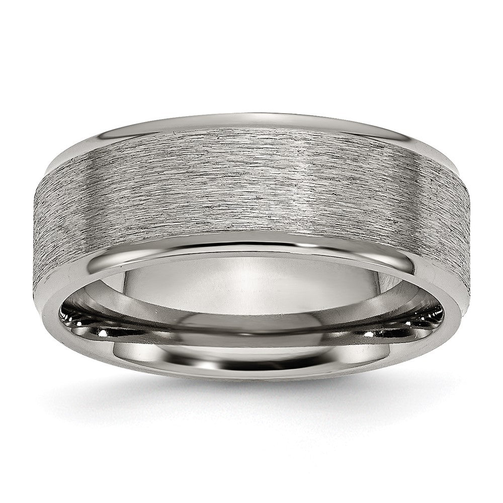 Chisel Titanium Ridged Edge 8mm Brushed And Polished Wedding Band