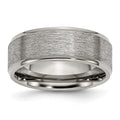 Chisel Titanium Ridged Edge 8mm Brushed And Polished Wedding Band