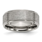 Chisel Titanium Ridged Edge 8mm Brushed And Polished Wedding Band