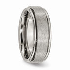 Chisel Titanium Ridged Edge 8mm Satin And Polished Wedding Band