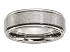 Chisel Titanium Ridged Edge 8mm Satin And Polished Wedding Band