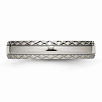 Chisel Titanium Polished Grooved Criss Cross Design Ring