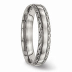 Chisel Titanium Polished Grooved Criss Cross Design Ring