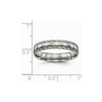 Chisel Titanium Polished Grooved Criss Cross Design Ring
