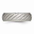 Chisel Titanium Brushed And Polished Grooved Ring