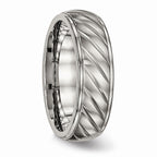 Chisel Titanium Brushed And Polished Grooved Ring