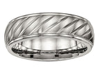 Chisel Titanium Brushed And Polished Grooved Ring