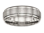 Chisel Titanium Brushed And Polished Ridged Edge Ring