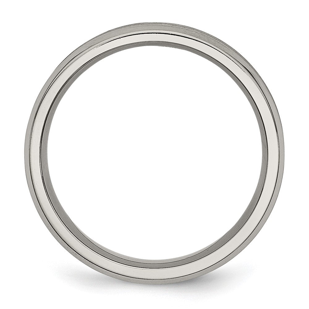 Chisel Titanium Beveled Edge Concave 6mm Brushed and Polished Wedding Band