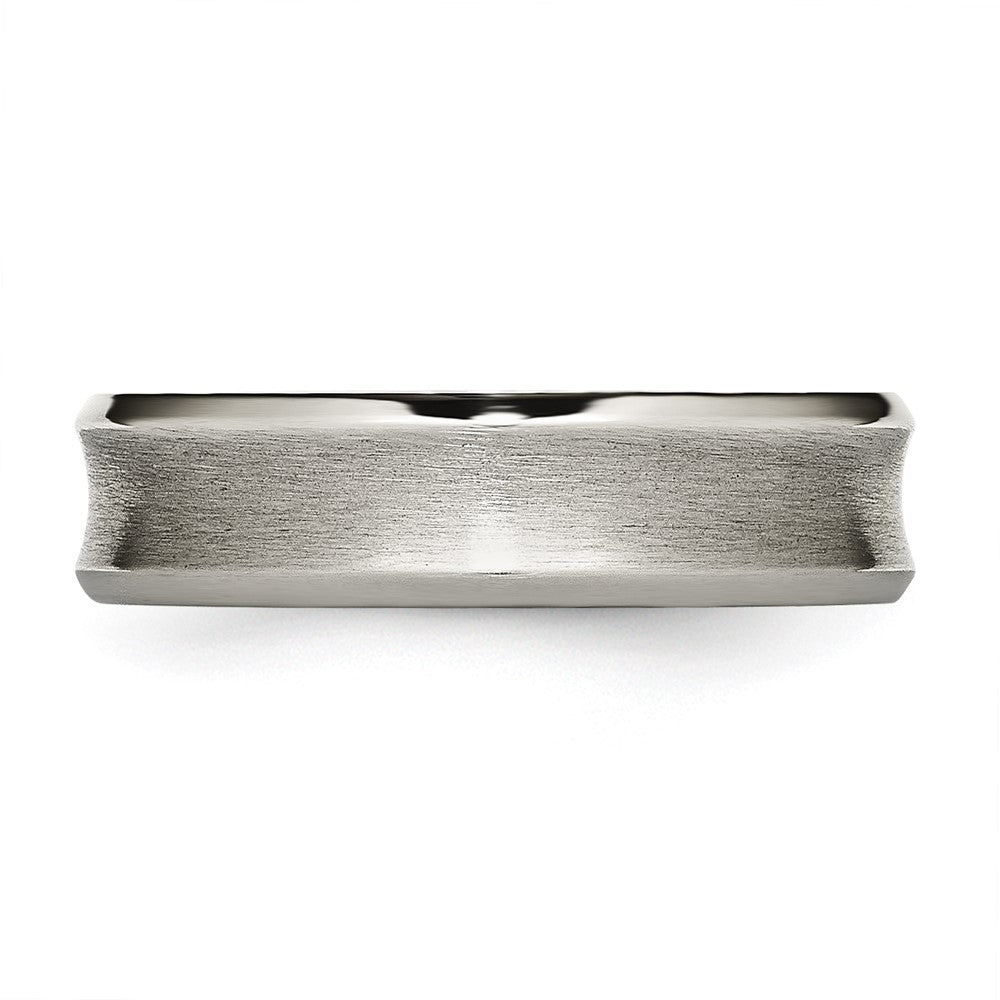 Chisel Titanium Beveled Edge Concave 6mm Brushed and Polished Wedding Band