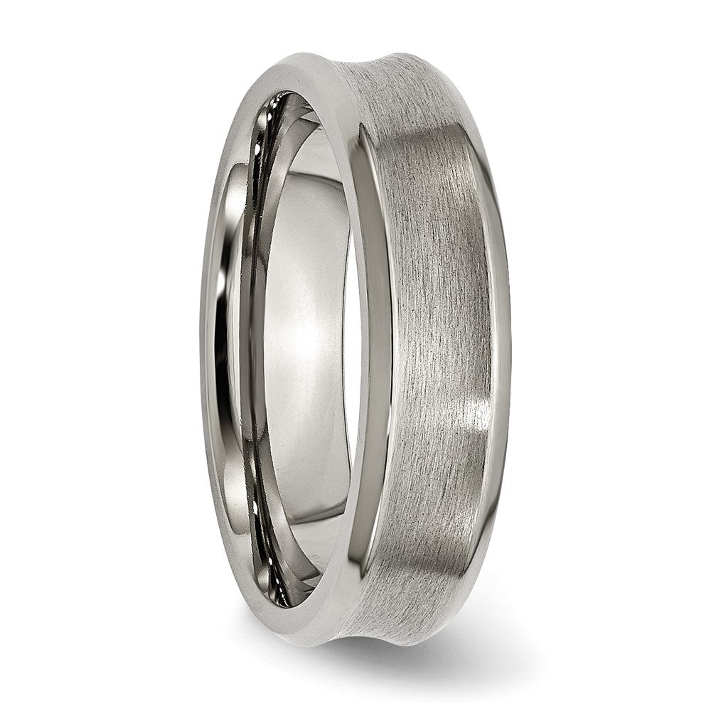 Chisel Titanium Beveled Edge Concave 6mm Brushed and Polished Wedding Band