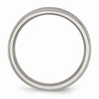 Chisel Titanium Beveled Edge Concave 6mm Brushed and Polished Wedding Band