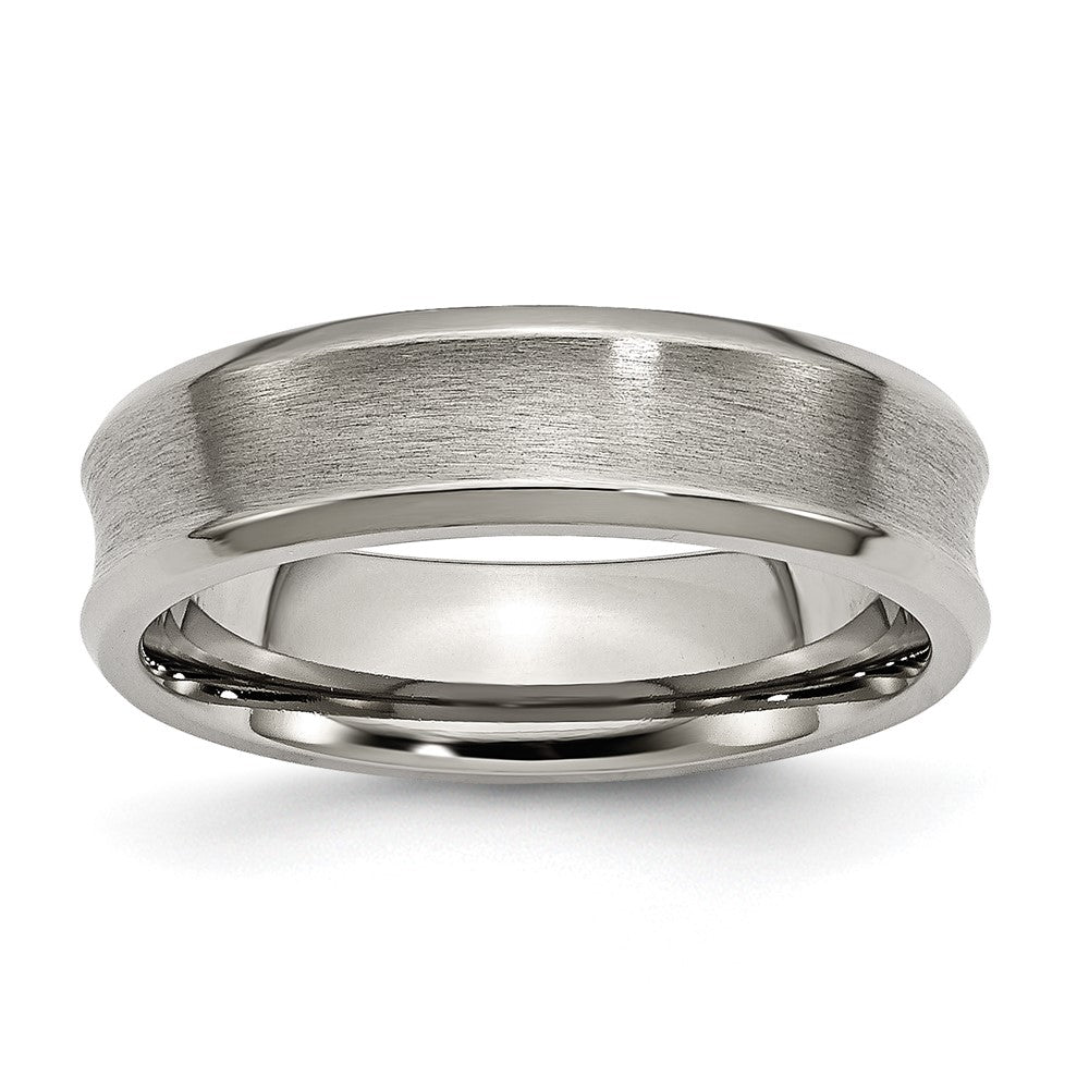 Chisel Titanium Beveled Edge Concave 6mm Brushed and Polished Wedding Band