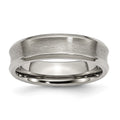 Chisel Titanium Beveled Edge Concave 6mm Brushed and Polished Wedding Band
