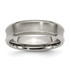 Chisel Titanium Beveled Edge Concave 6mm Brushed and Polished Wedding Band