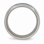 Chisel Titanium Polished Blue Carbon Fiber Inlay Ring