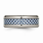 Chisel Titanium Polished Blue Carbon Fiber Inlay Ring