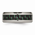 Chisel Titanium Polished Black/green Carbon Fiber Inlay Ring